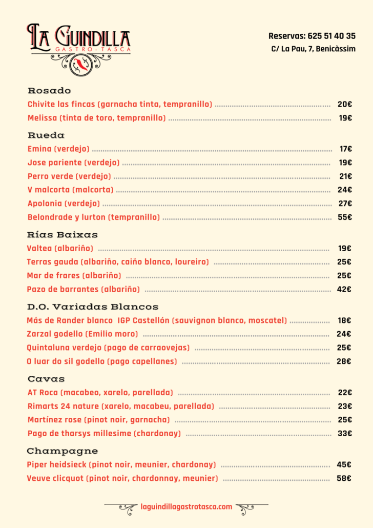 Carta Multimedia Gastro Tasca la Guindilla Benicàssim